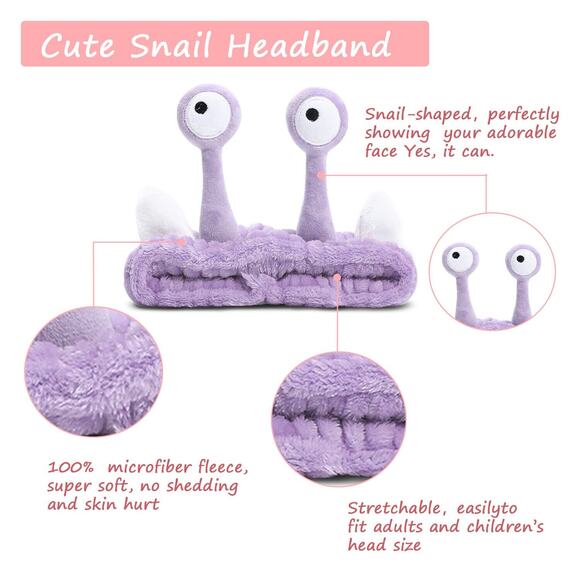 🔥Face Wash Headband Hairband with Palm & Snail Coral Fleece Cartoon Cute NIP🔥 - Picture 3 of 4